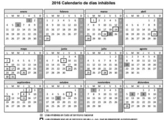 Así será el calendario de días inhábiles de 2016