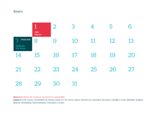 Calendario laboral de 2019