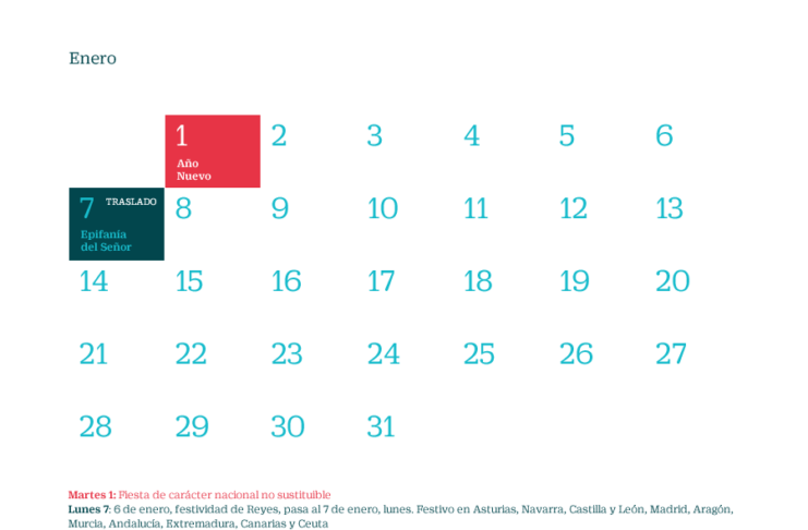 Calendario laboral de 2019